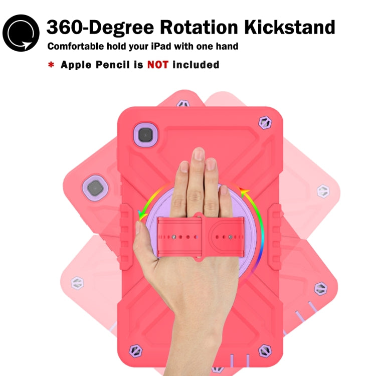 For Samsung Galaxy Tab A7 Lite X Rotation PC Hybrid Silicone Tablet Case with Strap(Red Purple) - Other Galaxy Tab PC by buy2fix | Online Shopping UK | buy2fix