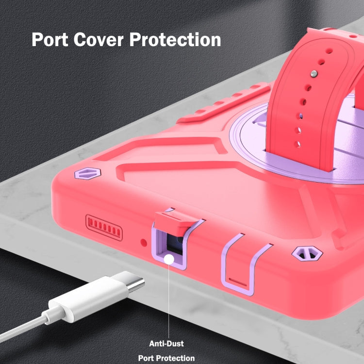 For Samsung Galaxy Tab A7 Lite X Rotation PC Hybrid Silicone Tablet Case with Strap(Red Purple) - Other Galaxy Tab PC by buy2fix | Online Shopping UK | buy2fix