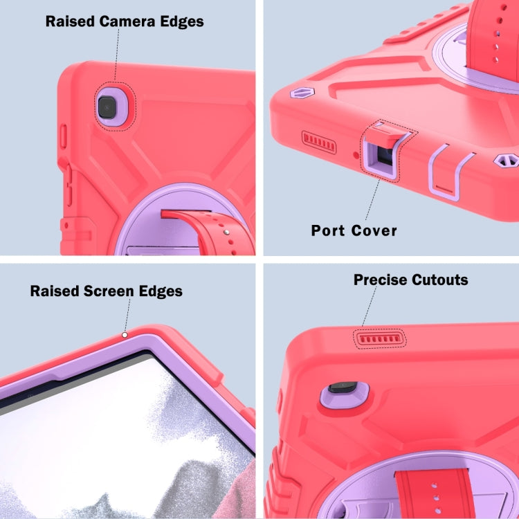 For Samsung Galaxy Tab A7 Lite X Rotation PC Hybrid Silicone Tablet Case with Strap(Red Purple) - Other Galaxy Tab PC by buy2fix | Online Shopping UK | buy2fix