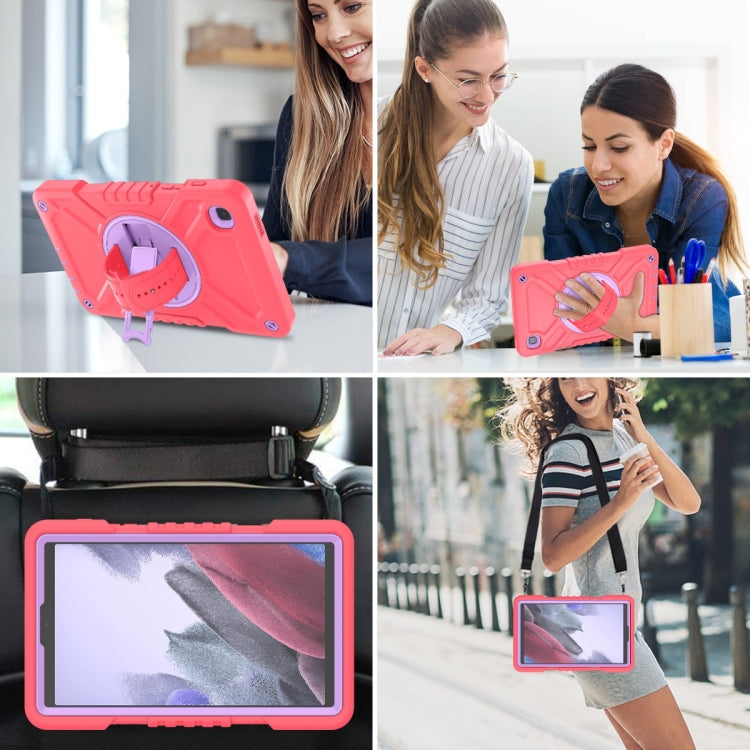 For Samsung Galaxy Tab A7 Lite X Rotation PC Hybrid Silicone Tablet Case with Strap(Red Purple) - Other Galaxy Tab PC by buy2fix | Online Shopping UK | buy2fix