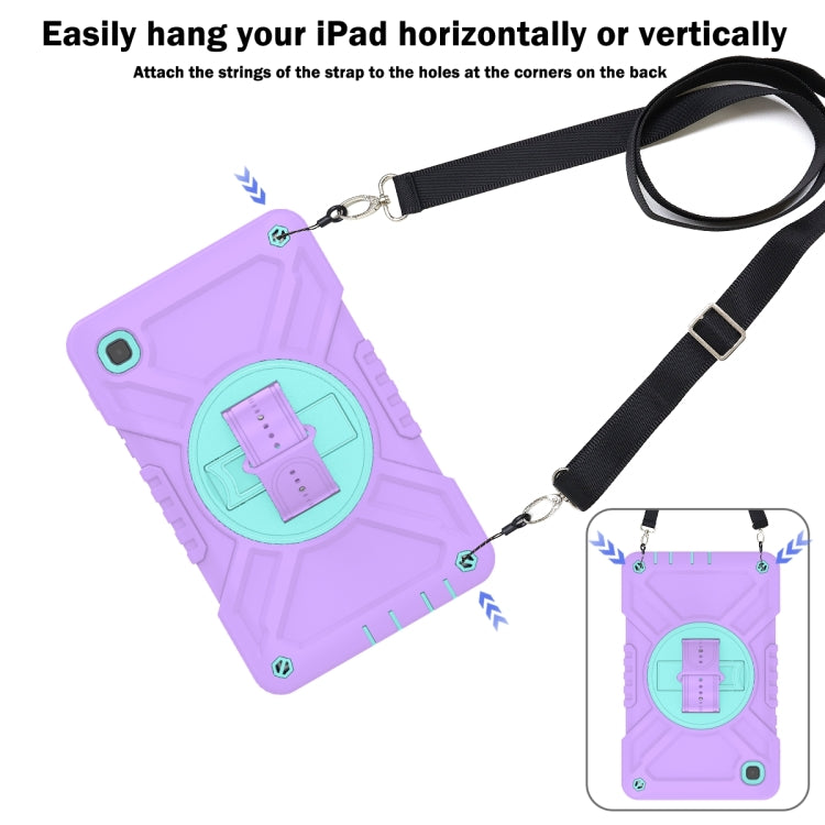 For Samsung Galaxy Tab A7 Lite X Rotation PC Hybrid Silicone Tablet Case with Strap(Purple Cyan) - Other Galaxy Tab PC by buy2fix | Online Shopping UK | buy2fix