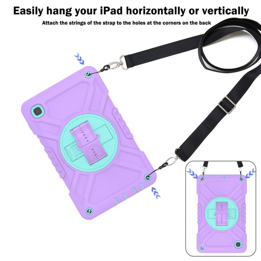 For Samsung Galaxy Tab A7 Lite X Rotation PC Hybrid Silicone Tablet Case with Strap(Purple Cyan) - Other Galaxy Tab PC by buy2fix | Online Shopping UK | buy2fix
