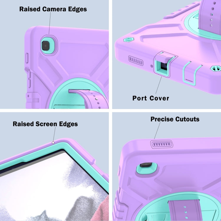 For Samsung Galaxy Tab A7 Lite X Rotation PC Hybrid Silicone Tablet Case with Strap(Purple Cyan) - Other Galaxy Tab PC by buy2fix | Online Shopping UK | buy2fix