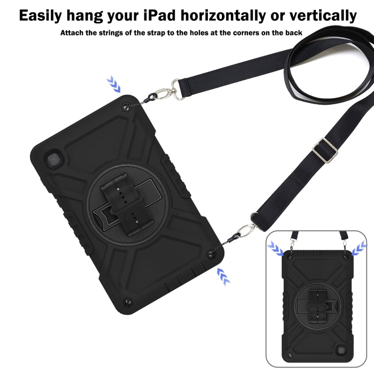 For Samsung Galaxy Tab A7 Lite X Rotation PC Hybrid Silicone Tablet Case with Strap(Full Black) - Other Galaxy Tab PC by buy2fix | Online Shopping UK | buy2fix