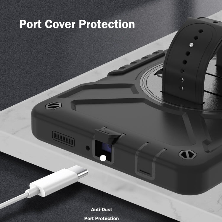 For Samsung Galaxy Tab A7 Lite X Rotation PC Hybrid Silicone Tablet Case with Strap(Full Black) - Other Galaxy Tab PC by buy2fix | Online Shopping UK | buy2fix