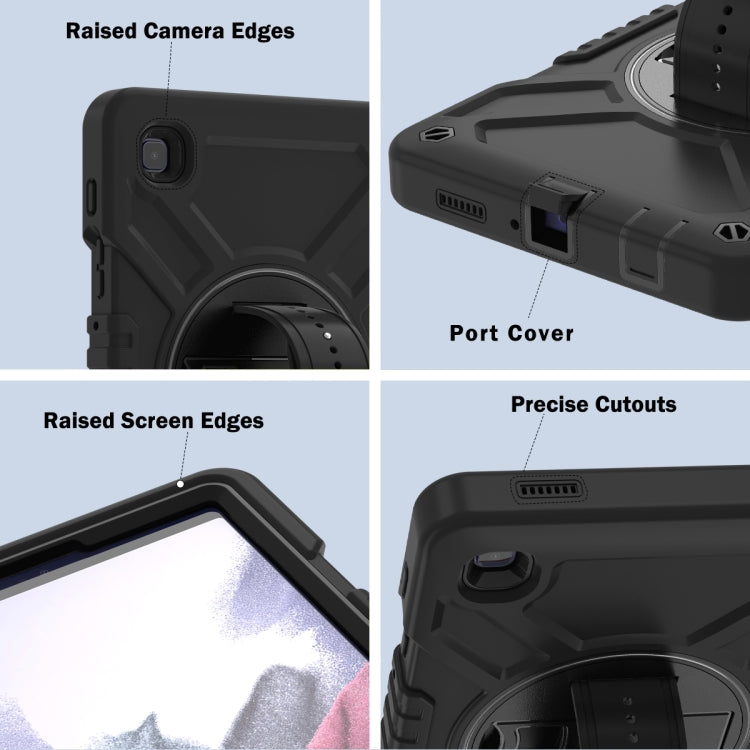 For Samsung Galaxy Tab A7 Lite X Rotation PC Hybrid Silicone Tablet Case with Strap(Full Black) - Other Galaxy Tab PC by buy2fix | Online Shopping UK | buy2fix