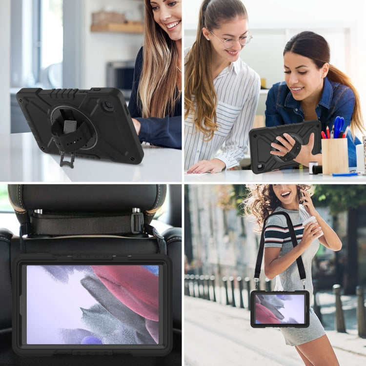 For Samsung Galaxy Tab A7 Lite X Rotation PC Hybrid Silicone Tablet Case with Strap(Full Black) - Other Galaxy Tab PC by buy2fix | Online Shopping UK | buy2fix