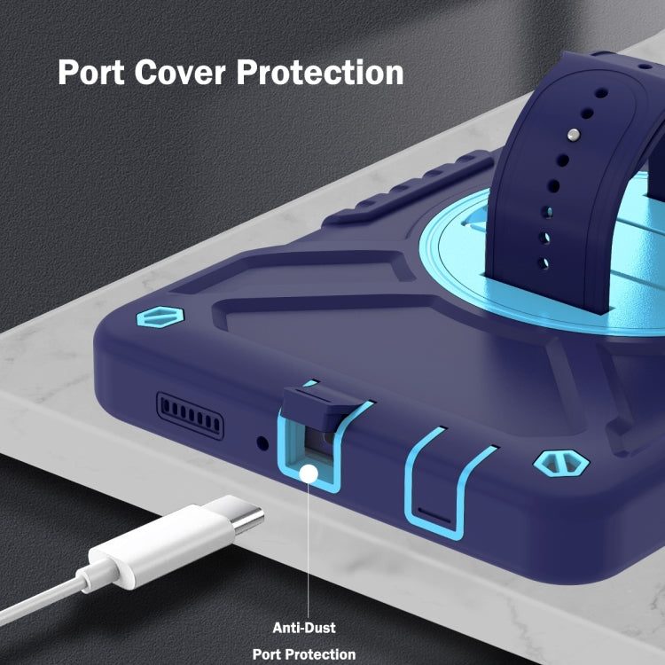 For Samsung Galaxy Tab A7 Lite X Rotation PC Hybrid Silicone Tablet Case with Strap(Navy Sky Blue) - Other Galaxy Tab PC by buy2fix | Online Shopping UK | buy2fix