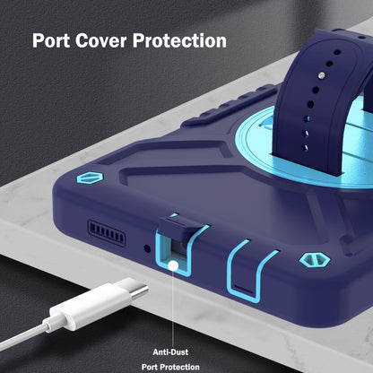 For Samsung Galaxy Tab A7 Lite X Rotation PC Hybrid Silicone Tablet Case with Strap(Navy Sky Blue) - Other Galaxy Tab PC by buy2fix | Online Shopping UK | buy2fix