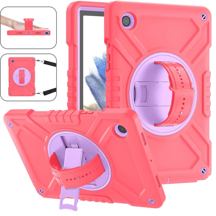 For Samsung Galaxy Tab A8 X200 X Rotation PC Hybrid Silicone Tablet Case with Strap(Red Purple) - Other Galaxy Tab PC by buy2fix | Online Shopping UK | buy2fix