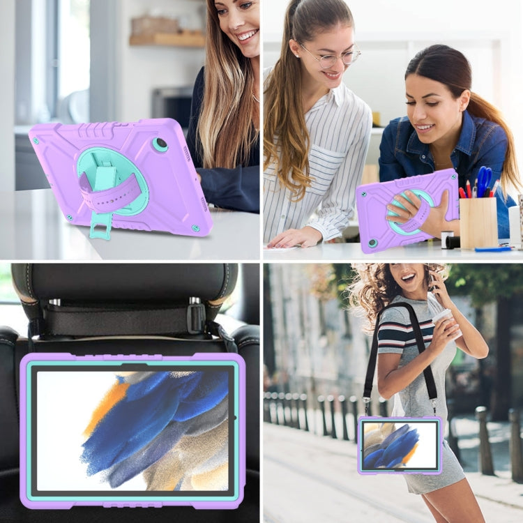 For Samsung Galaxy Tab A8 X200 X Rotation PC Hybrid Silicone Tablet Case with Strap(Purple Cyan) - Other Galaxy Tab PC by buy2fix | Online Shopping UK | buy2fix