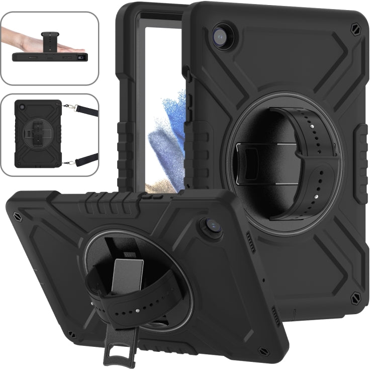 For Samsung Galaxy Tab A8 X200 X Rotation PC Hybrid Silicone Tablet Case with Strap(Full Black) - Other Galaxy Tab PC by buy2fix | Online Shopping UK | buy2fix