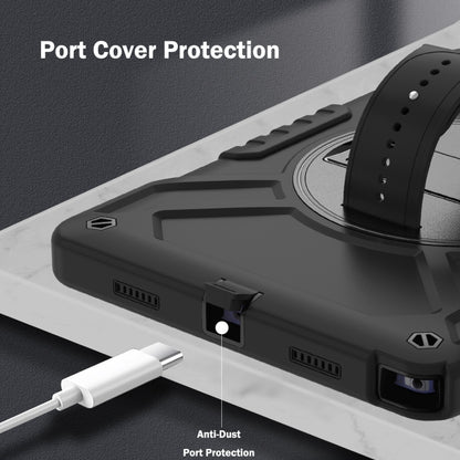 For Samsung Galaxy Tab A8 X200 X Rotation PC Hybrid Silicone Tablet Case with Strap(Full Black) - Other Galaxy Tab PC by buy2fix | Online Shopping UK | buy2fix