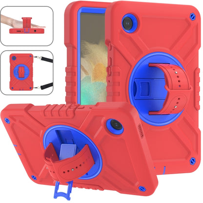 For Samsung Galaxy Tab A9 X110 X Rotation PC Hybrid Silicone Tablet Case with Strap(Red Blue) - Galaxy Tab A9 by buy2fix | Online Shopping UK | buy2fix