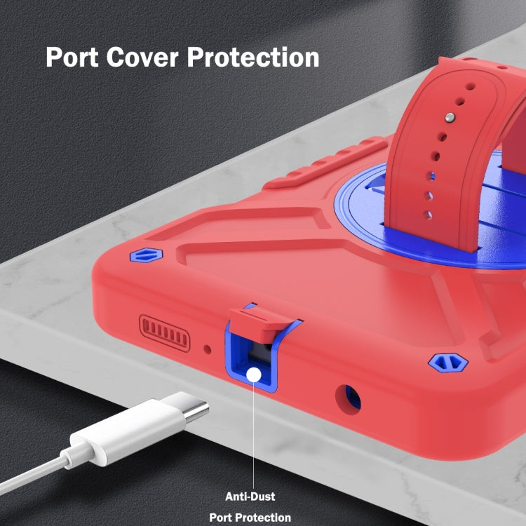 For Samsung Galaxy Tab A9 X110 X Rotation PC Hybrid Silicone Tablet Case with Strap(Red Blue) - Galaxy Tab A9 by buy2fix | Online Shopping UK | buy2fix