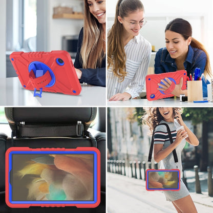 For Samsung Galaxy Tab A9 X110 X Rotation PC Hybrid Silicone Tablet Case with Strap(Red Blue) - Galaxy Tab A9 by buy2fix | Online Shopping UK | buy2fix