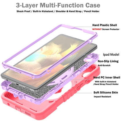 For Samsung Galaxy Tab A9 X110 X Rotation PC Hybrid Silicone Tablet Case with Strap(Red Purple) - Galaxy Tab A9 by buy2fix | Online Shopping UK | buy2fix