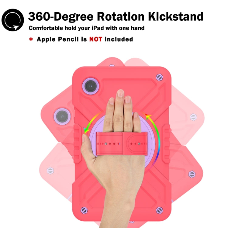 For Samsung Galaxy Tab A9 X110 X Rotation PC Hybrid Silicone Tablet Case with Strap(Red Purple) - Galaxy Tab A9 by buy2fix | Online Shopping UK | buy2fix