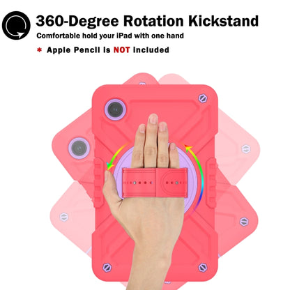 For Samsung Galaxy Tab A9 X110 X Rotation PC Hybrid Silicone Tablet Case with Strap(Red Purple) - Galaxy Tab A9 by buy2fix | Online Shopping UK | buy2fix