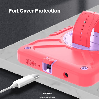 For Samsung Galaxy Tab A9 X110 X Rotation PC Hybrid Silicone Tablet Case with Strap(Red Purple) - Galaxy Tab A9 by buy2fix | Online Shopping UK | buy2fix