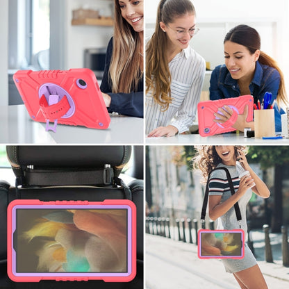 For Samsung Galaxy Tab A9 X110 X Rotation PC Hybrid Silicone Tablet Case with Strap(Red Purple) - Galaxy Tab A9 by buy2fix | Online Shopping UK | buy2fix