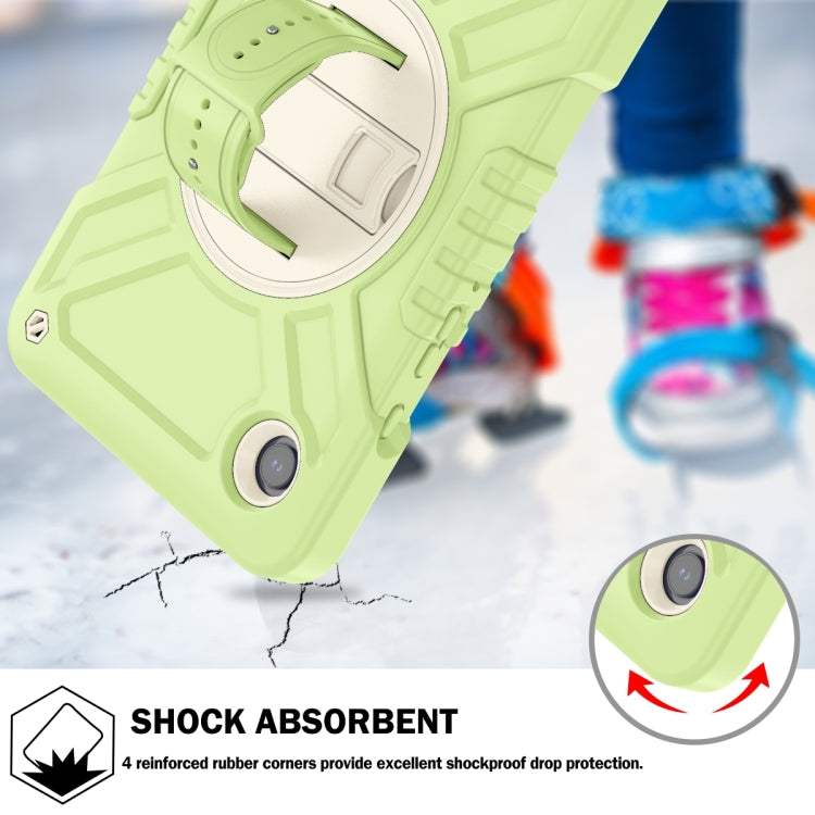 For Samsung Galaxy Tab A9 X110 X Rotation PC Hybrid Silicone Tablet Case with Strap(Yellow Green White) - Galaxy Tab A9 by buy2fix | Online Shopping UK | buy2fix