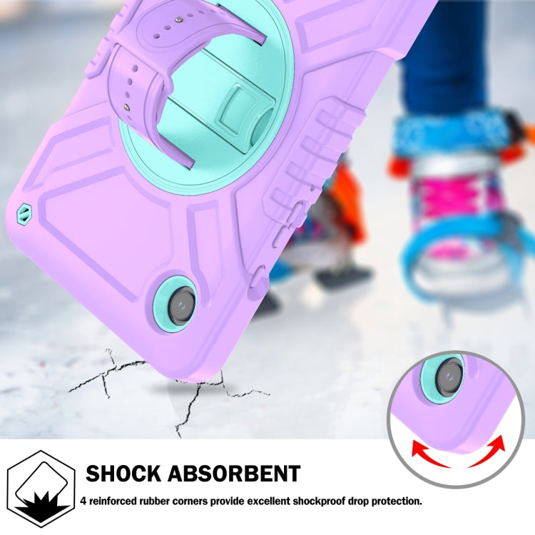 For Samsung Galaxy Tab A9 X110 X Rotation PC Hybrid Silicone Tablet Case with Strap(Purple Cyan) - Galaxy Tab A9 by buy2fix | Online Shopping UK | buy2fix