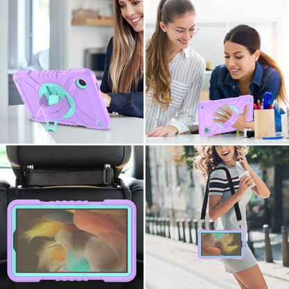 For Samsung Galaxy Tab A9 X110 X Rotation PC Hybrid Silicone Tablet Case with Strap(Purple Cyan) - Galaxy Tab A9 by buy2fix | Online Shopping UK | buy2fix