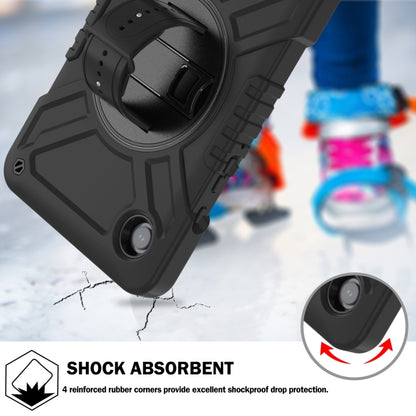 For Samsung Galaxy Tab A9 X110 X Rotation PC Hybrid Silicone Tablet Case with Strap(Full Black) - Galaxy Tab A9 by buy2fix | Online Shopping UK | buy2fix