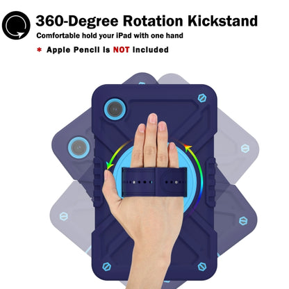 For Samsung Galaxy Tab A9 X110 X Rotation PC Hybrid Silicone Tablet Case with Strap(Navy Sky Blue) - Galaxy Tab A9 by buy2fix | Online Shopping UK | buy2fix