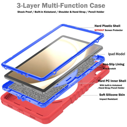 For Samsung Galaxy Tab A9+ X210 X Rotation PC Hybrid Silicone Tablet Case with Strap(Red Blue) - Galaxy Tab A9+ by buy2fix | Online Shopping UK | buy2fix