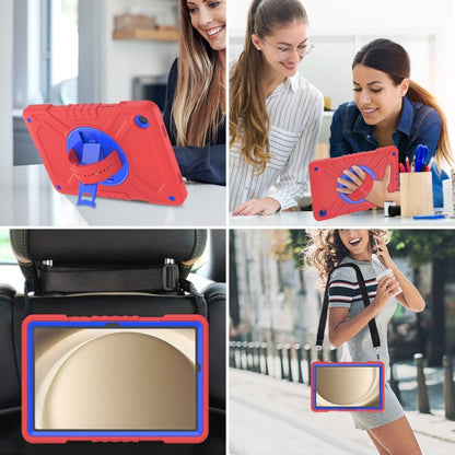 For Samsung Galaxy Tab A9+ X210 X Rotation PC Hybrid Silicone Tablet Case with Strap(Red Blue) - Galaxy Tab A9+ by buy2fix | Online Shopping UK | buy2fix