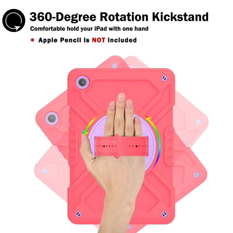 For Samsung Galaxy Tab A9+ X210 X Rotation PC Hybrid Silicone Tablet Case with Strap(Red Purple) - Galaxy Tab A9+ by buy2fix | Online Shopping UK | buy2fix