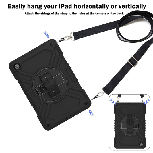 For Samsung Galaxy Tab A9+ X210 X Rotation PC Hybrid Silicone Tablet Case with Strap(Full Black) - Galaxy Tab A9+ by buy2fix | Online Shopping UK | buy2fix