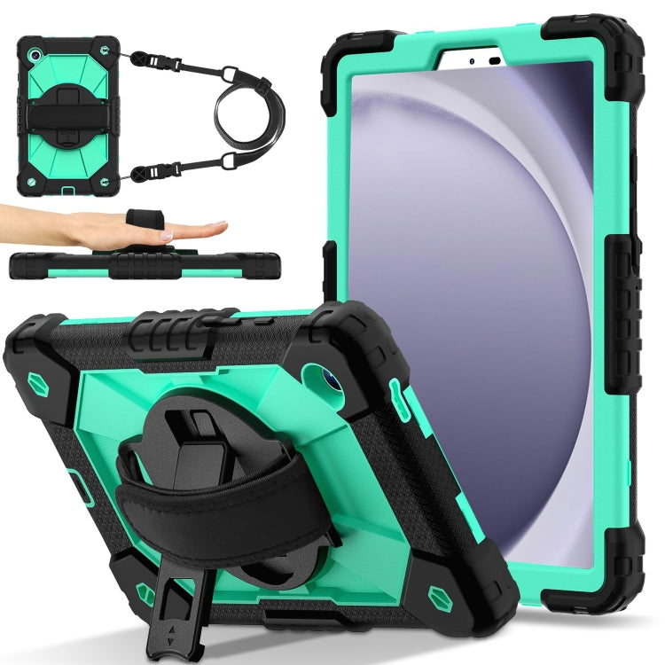 For Samsung Galaxy Tab A9 X115 Contrast Color Robot C2 Silicone Hybrid PC Tablet Case(Black Mint Green) - Other Galaxy Tab PC by buy2fix | Online Shopping UK | buy2fix