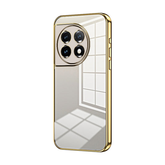 For OnePlus 11 Transparent Plating Fine Hole Phone Case(Gold) - OnePlus Cases by buy2fix | Online Shopping UK | buy2fix