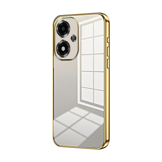 For OPPO A2m Transparent Plating Fine Hole Phone Case(Gold) - OPPO Cases by buy2fix | Online Shopping UK | buy2fix