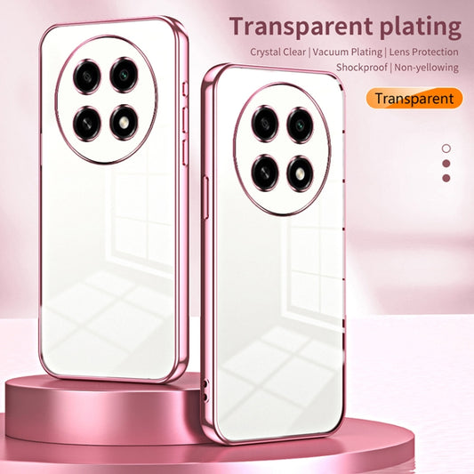 For OPPO A2 Pro Transparent Plating Fine Hole Phone Case(Pink) by buy2fix