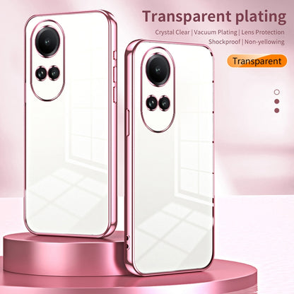 For OPPO Reno10 5G/Reno10 Pro 5G Global Transparent Plating Fine Hole Phone Case(Pink) - OPPO Cases by buy2fix | Online Shopping UK | buy2fix