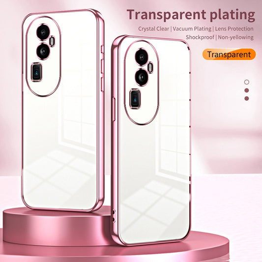For OPPO Reno10 Pro+ Transparent Plating Fine Hole Phone Case(Pink) by buy2fix