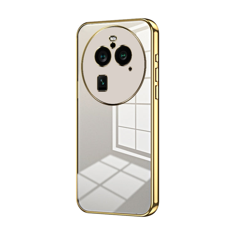 For OPPO Find X6 Pro Transparent Plating Fine Hole Phone Case(Gold) - OPPO Cases by buy2fix | Online Shopping UK | buy2fix