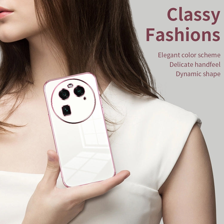 For OPPO Find X6 Transparent Plating Fine Hole Phone Case(Pink) - OPPO Cases by buy2fix | Online Shopping UK | buy2fix
