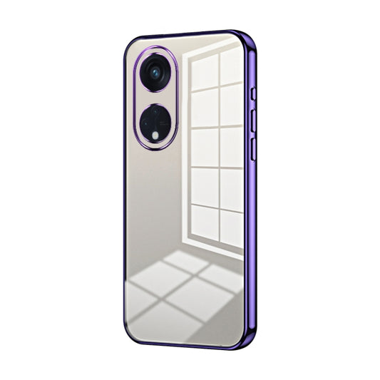 For OPPO Reno8 T 5G Transparent Plating Fine Hole Phone Case(Purple) - OPPO Cases by buy2fix | Online Shopping UK | buy2fix