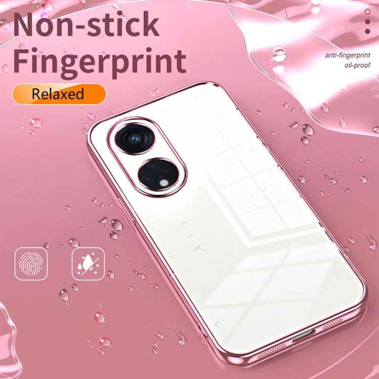 For OPPO Reno8 T 5G Transparent Plating Fine Hole Phone Case(Purple) - OPPO Cases by buy2fix | Online Shopping UK | buy2fix