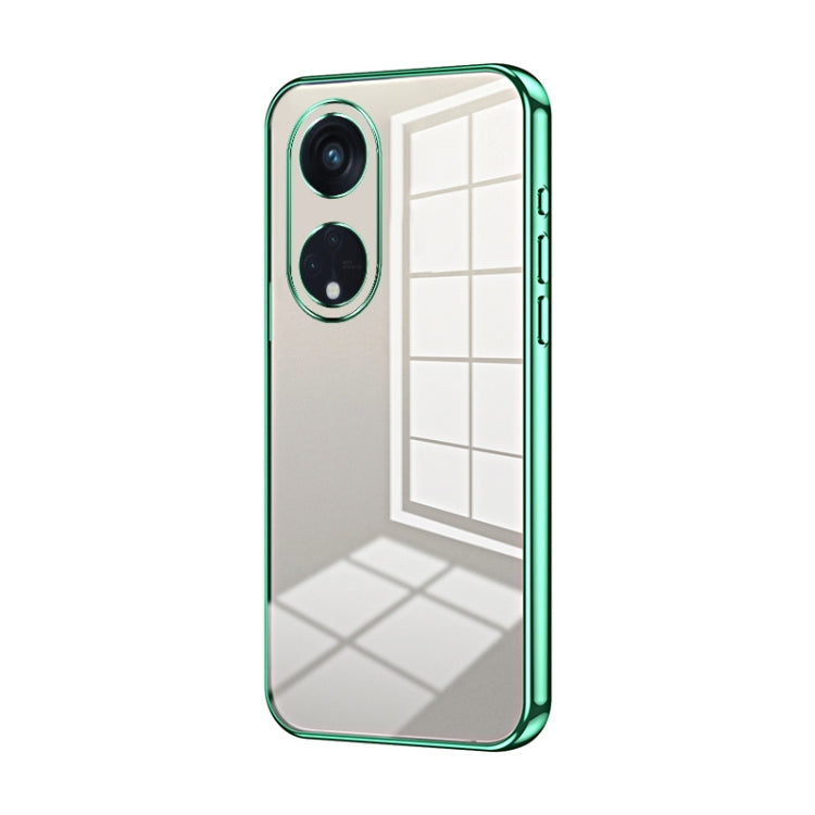 For OPPO Reno8 T 5G Transparent Plating Fine Hole Phone Case(Green) - OPPO Cases by buy2fix | Online Shopping UK | buy2fix