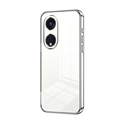 For OPPO Reno8 T 5G Transparent Plating Fine Hole Phone Case(Silver) - OPPO Cases by buy2fix | Online Shopping UK | buy2fix