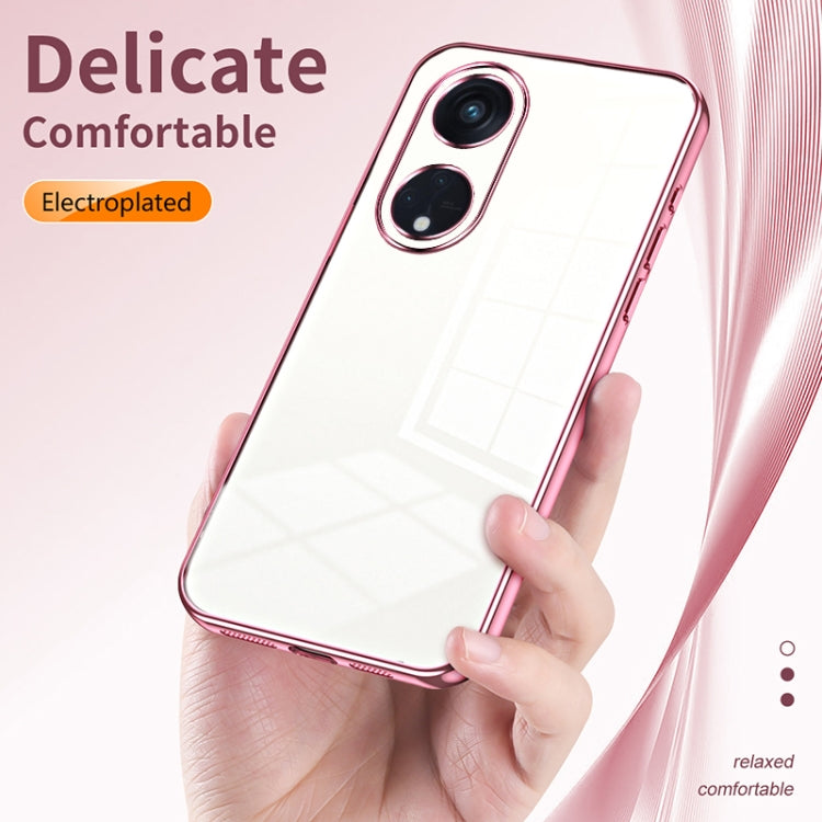 For OPPO Reno8 T 5G Transparent Plating Fine Hole Phone Case(Silver) - OPPO Cases by buy2fix | Online Shopping UK | buy2fix