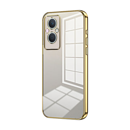 For OPPO Reno7 Z 5G / F21 Pro 5G Transparent Plating Fine Hole Phone Case(Gold) by buy2fix