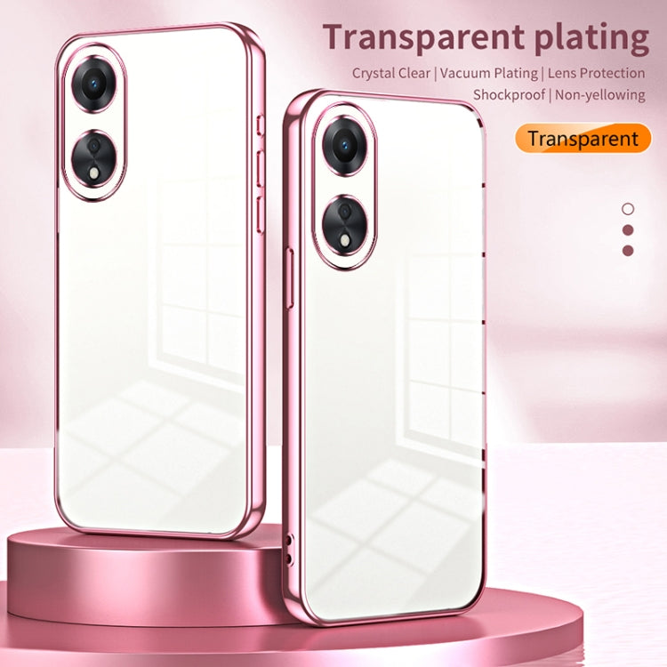 For OPPO A58 5G / A58x 5G Transparent Plating Fine Hole Phone Case(Pink) - OPPO Cases by buy2fix | Online Shopping UK | buy2fix