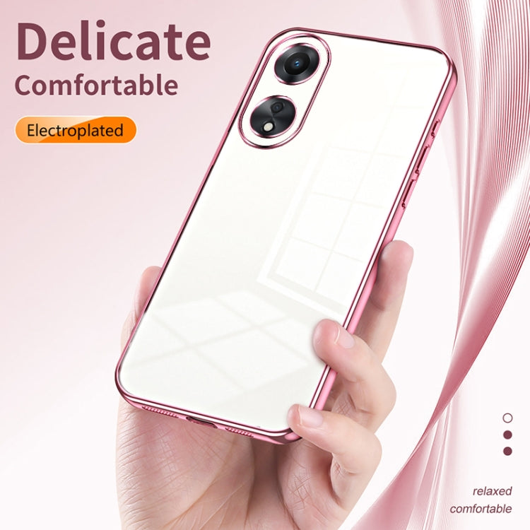 For OPPO A58 5G / A58x 5G Transparent Plating Fine Hole Phone Case(Pink) - OPPO Cases by buy2fix | Online Shopping UK | buy2fix